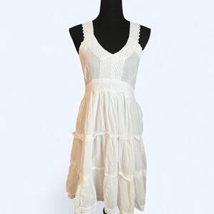 White India boutique boho cottagecore linen blend dress Free size